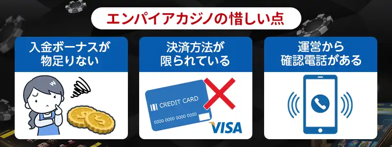 エンパイアカジノの悪い評判・口コミ
