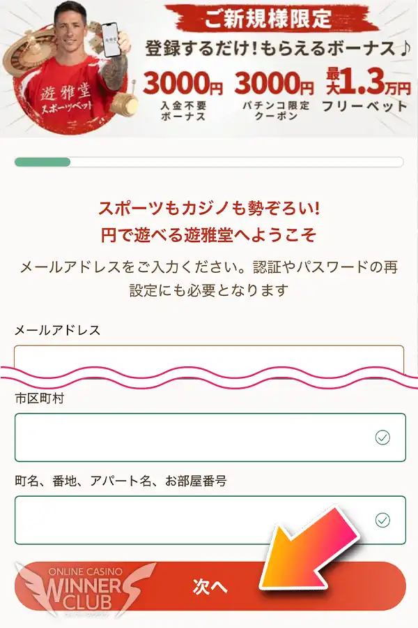 画面の指示通りに情報を入力