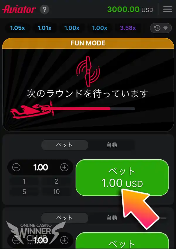 ベットしてゲーム開始