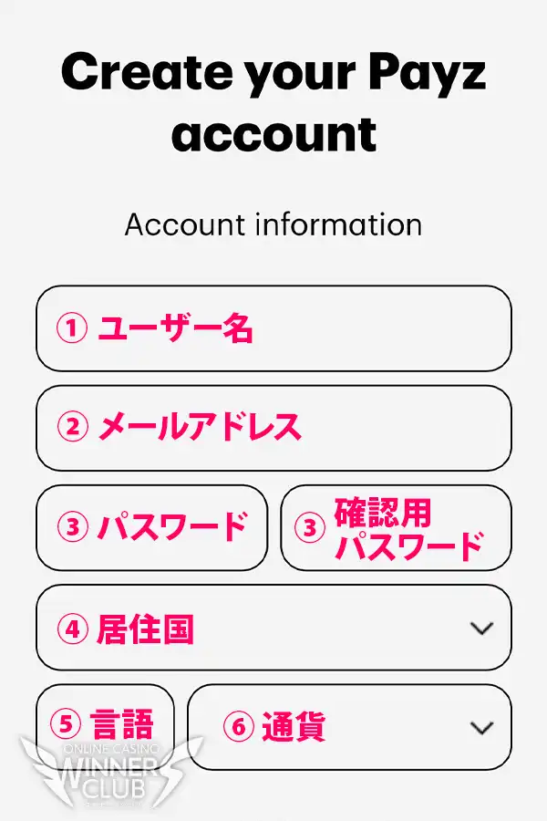 ①アカウント情報を入力する