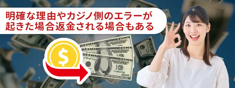 オンラインカジノからの返金が認められる可能性があるケース